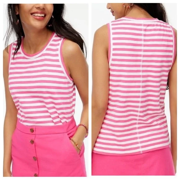 J. Crew Stripes Girlfriend Tank - Picture 1 of 7